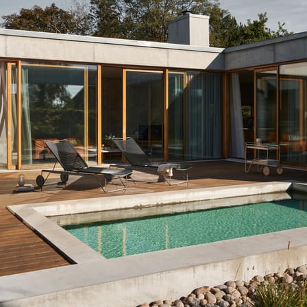 Transat inclinable à roulettes Click plastique beige - Houe