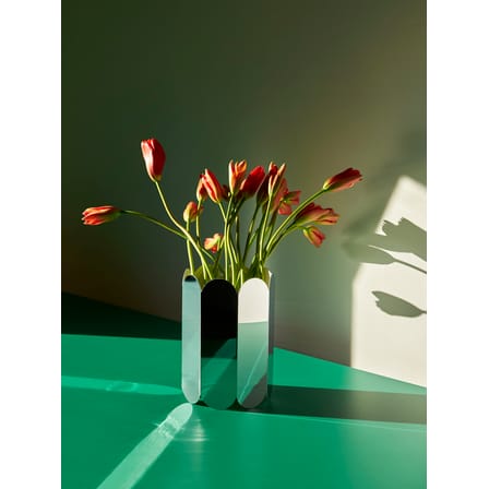 Vaso Arcs Large metallo specchio argento / Metallo - Ø 17 x H 25 cm - Hay