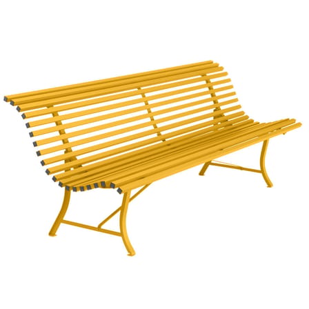 Banc avec dossier Louisiane métal jaune / L 200 cm - Fermob