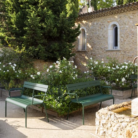 Banc avec dossier Luxembourg métal bleu / 2 places - L 131 cm - Fermob