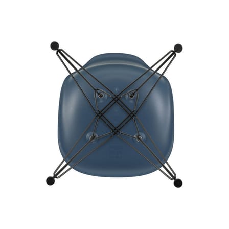 Chaise RE DSR - Eames Plastic Side Chair plastique bleu / (1950) - Pieds noirs / Recyclé - Vitra