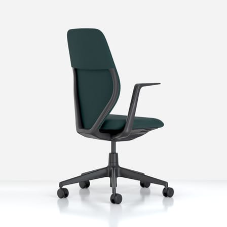 Fauteuil à roulettes ACX Soft tissu vert / Dossier tricot rembourré - Vitra