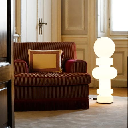 Lampe à poser RE verre blanc / LED - Réédition Bobo Piccoli, 1968 / Ø 34 x H 89 cm - Fontana Arte