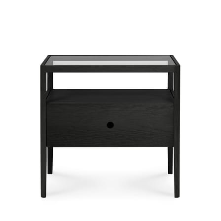 Comodino Spindle legno nero / Rovere massello & vetro - 1 cassetto - Ethnicraft