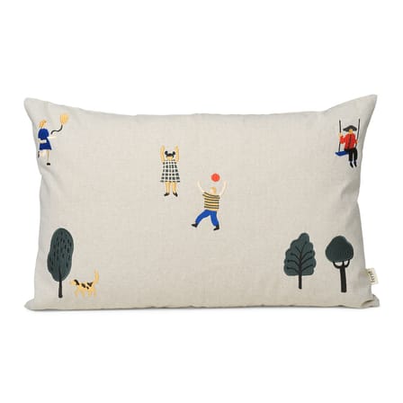 Coussin The Park tissu blanc / 60 x 40 cm - Motifs brodés - Ferm Living