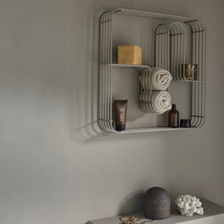 Etagère murale Curva métal beige / Vitrine - 45,5 x 45,5 x P 9 cm - AYTM