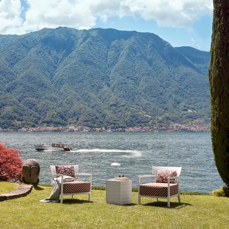 Fauteuil rembourré Cara OUTDOOR x Liberty tissu vert - Kartell