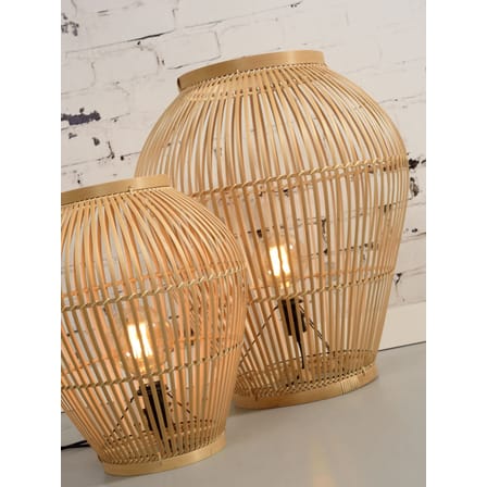 Lampe à poser Tuvalu Large fibre végétale beige bois naturel / Bambou - H 70 cm / Seconde vie - GOOD&MOJO