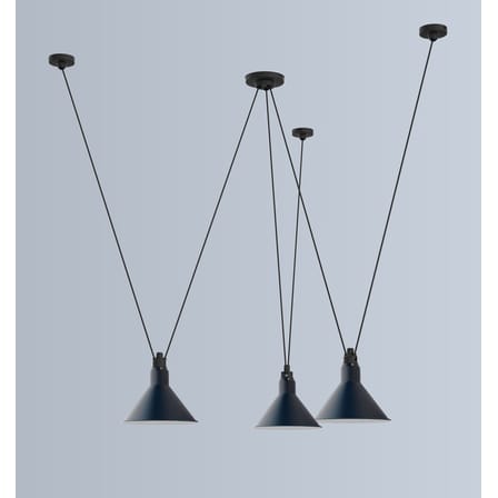 Suspension Acrobate N°325 verre blanc / Lampe Gras - 3 abat-jours Ø 25 cm - DCW éditions