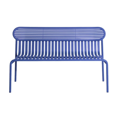 Banc avec dossier Week-End métal bleu / Aluminium - L 121 cm - Petite Friture
