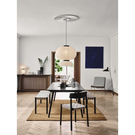 Banc Betty TK5 tissu bois noir / L 157 cm - Sangles en lin - &tradition