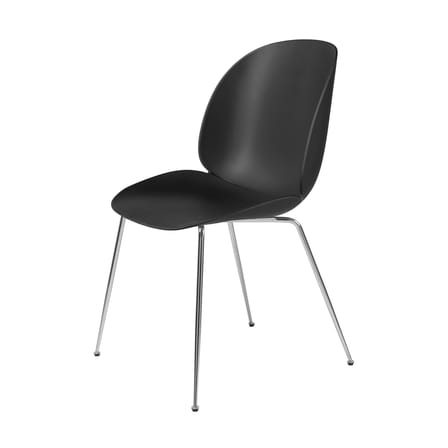 Chaise Beetle RE plastique noir / Pieds chromé - Recyclé - Gubi