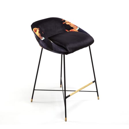 Chaise de bar rembourrée Toiletpaper tissu multicolore / Lipsticks - Rembourré & velours - H 92 cm - Seletti
