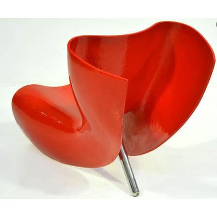 Fauteuil Felt chair plastique matériau composite rouge / Marc Newson, 1993 - Fibre de verre - Cappellini