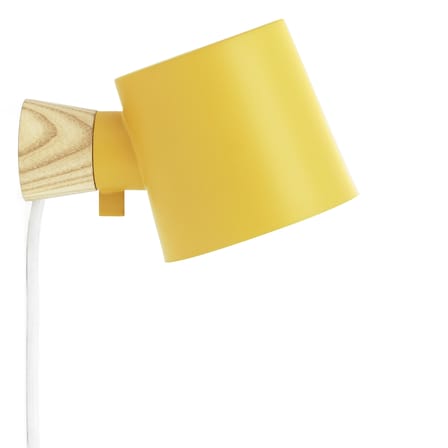 Applique avec prise Rise métal jaune bois naturel / Orientable - Normann Copenhagen