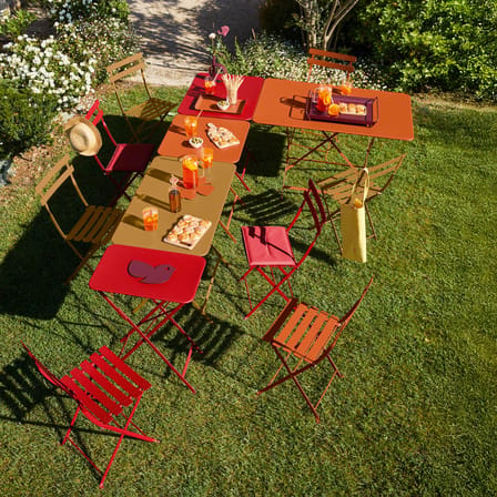 Table pliante Bistro métal beige / 97 x 57 cm - 4 personnes - Trou parasol - Fermob
