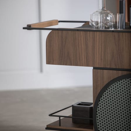 Ablage Trink holz natur / Servierwagen Bar - 100 x 54 x H 75 cm / Stahlblechblech - KANN DESIGN