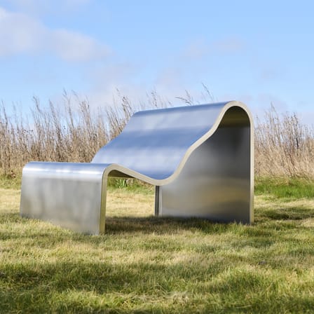 Banc avec dossier Dream View Bench métal argent / L 100 cm - Muuto