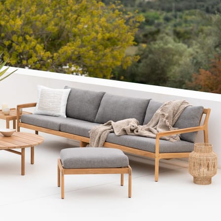 Canapé de jardin 3 places Jack Outdoor tissu bois gris / L 265 cm - Teck - Ethnicraft
