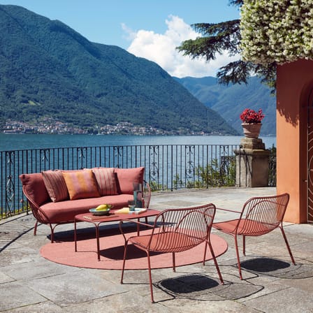 Canapé de jardin 2 places HiRay métal tissu vert / L 162 cm - Coussins INCLUS - Kartell