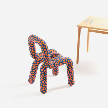 Chaise enfant Mini Bold tissu bleu & orange / Rembourrée - Moustache