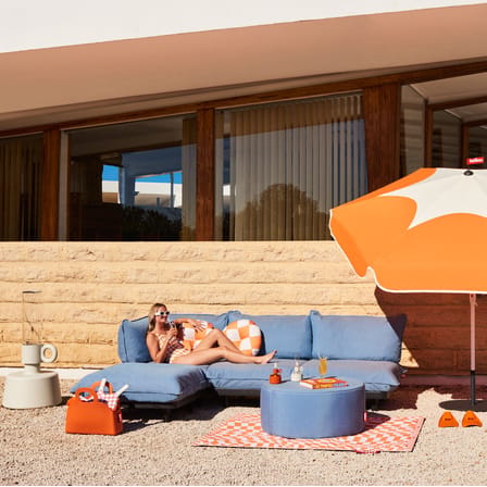Divano da giardino modulare Paletti set tessuto marrone / Bracciolo sinistro - L 280 x 190 cm - Fatboy