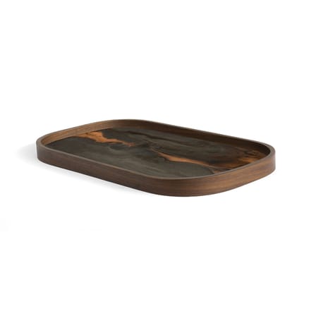 Plateau Organic verre marron / 42 x 24 cm - peint main - Ethnicraft