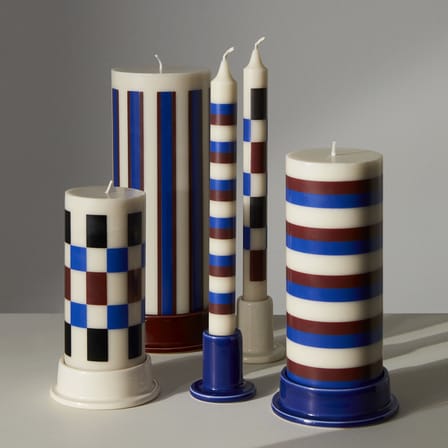 Portacandela Column Small ceramica grigio / Per candela blocco - Ø 10 cm - Hay