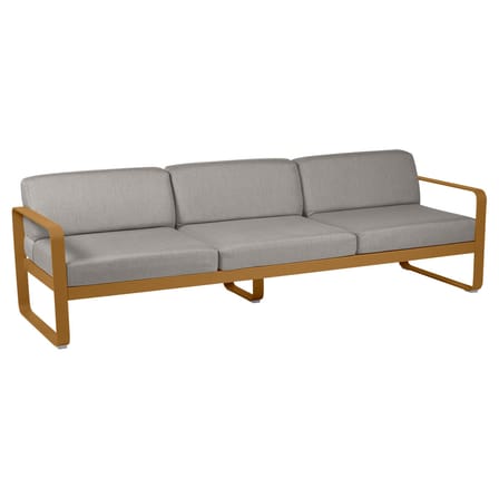Canapé de jardin 3 places Bellevie métal tissu jaune / L 235 cm - Tissu taupe grisé - Fermob