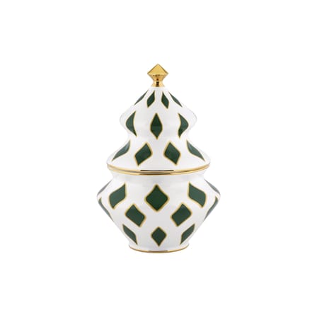 Delight Candy jar ceramic green / Hand-decorated - Ø 15.5 x H 22 cm - Alessi