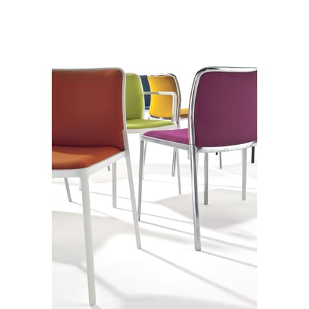 Chaise rembourrée Audrey Soft tissu marron / Structure alu poli - Kartell