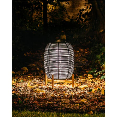 Lampe solaire d'extérieur Tika Small plastique fibre végétale noir / Lanterne LED - H 59 cm - Vincent Sheppard
