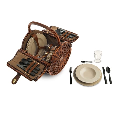 Set à pique-nique Dressed en plein air plastique bois naturel / Pour 4 personnes - Panier osier - Alessi