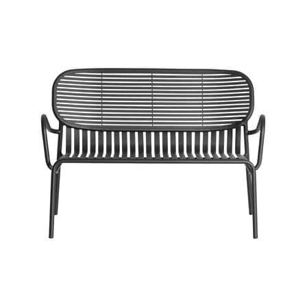 Sitzbank Week-End metall schwarz / Aluminium - L 114 cm - Petite Friture