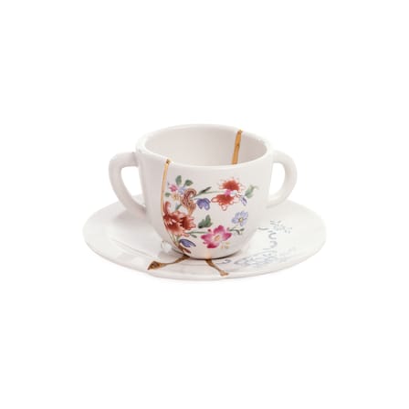 Tasse à café Kintsugi céramique blanc / Set tasse à café avec soucoupe - Seletti