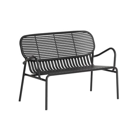 Week-End Bench metal black / Aluminium - W 114 cm - Petite Friture