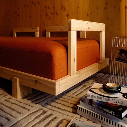 Canapé convertible Stay tissu orange / Lit 1 place - L 214 cm - KARUP