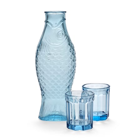 Carafe Fish & Fish verre bleu / Set carafe 85 cl + 2 verres - Serax