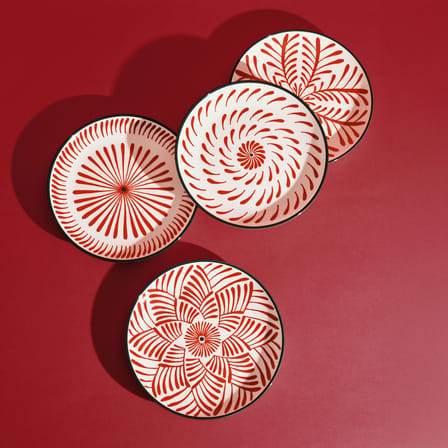 Bazaar Dessert plate ceramic red / Set of 4 - Ø 21 cm - Serax
