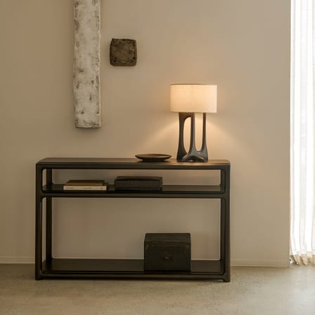 Lampe de table Flow tissu beige / H 53 cm - Ethnicraft