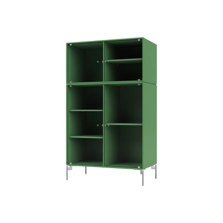 Geschirrschrank Ripple III holz grün / Vitrine - B 69,6 x T 38 x H 105 cm / Wellglas - MONTANA