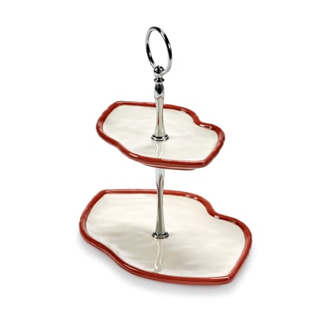 Serviteur Les Objets Mouleversants céramique rouge / 2 plateaux - Serax