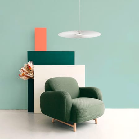 Suspension Carmen Medium tissu blanc / LED - Ø 90 cm - Hartô