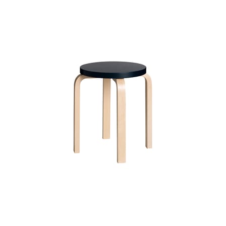 Tabouret empilable E 60 bois noir / Alvar Aalto, 1933 - 4 pieds - ARTEK