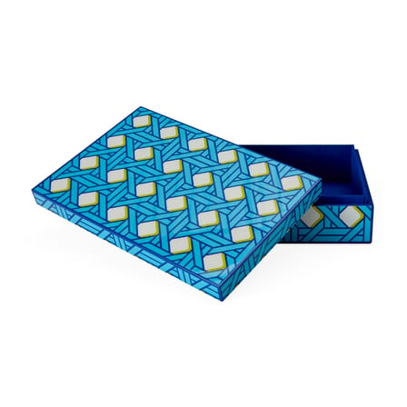 Boîte Basketweave Large bois bleu / 30 x 20 cm x H 8 cm - Jonathan Adler