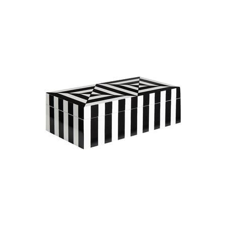 Boîte Op Art Small bois blanc noir / Laque - 20 x 10 cm - Jonathan Adler