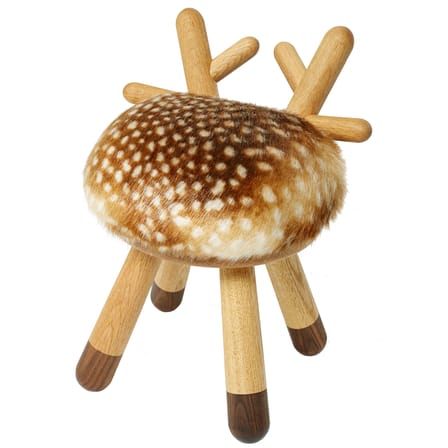 Chaise enfant Bambi tissu marron beige bois naturel / H 40 cm - EO