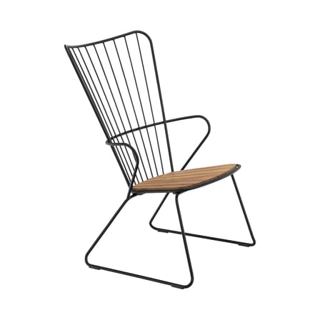 Fauteuil bas Paon métal noir bois naturel / bambou - Houe