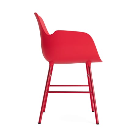 Fauteuil Form plastique rouge / Pieds métal - Normann Copenhagen