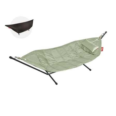 Headdemock Deluxe Hammock with stand textile green / Polyester - With cushion & cover - Fatboy